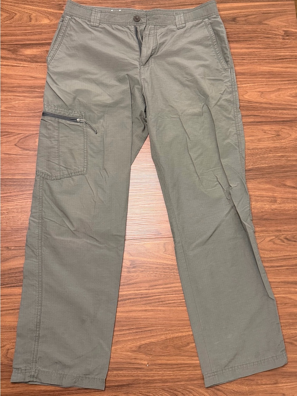 Title: Columbia Men’s Hiking Pants 34x30 Olive Ripstop Cargo Zip Pocket Out - Picture 2 of 5